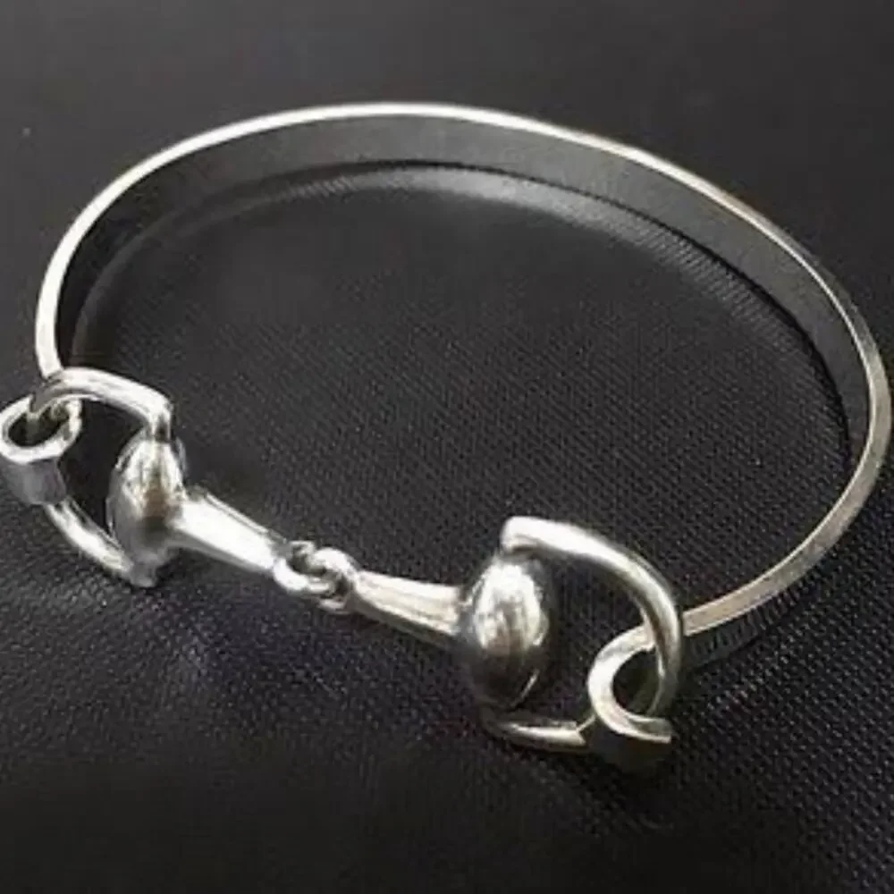 Sterling Silver HorseBit Bracelet Snaffle D Ring Bangle